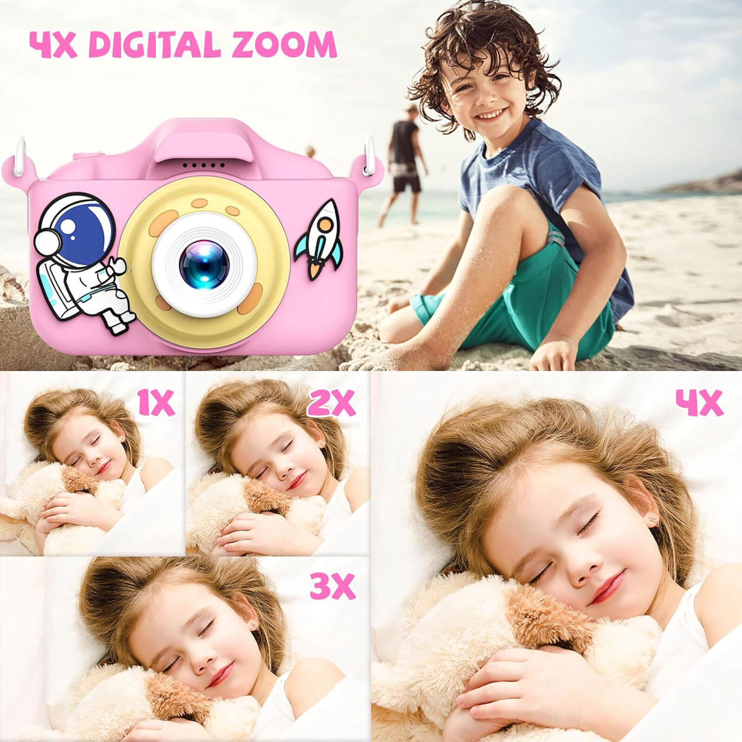 32GB SD Card Included Children Camera Portable Selfie Toy Camera for Kids 3-12 Years