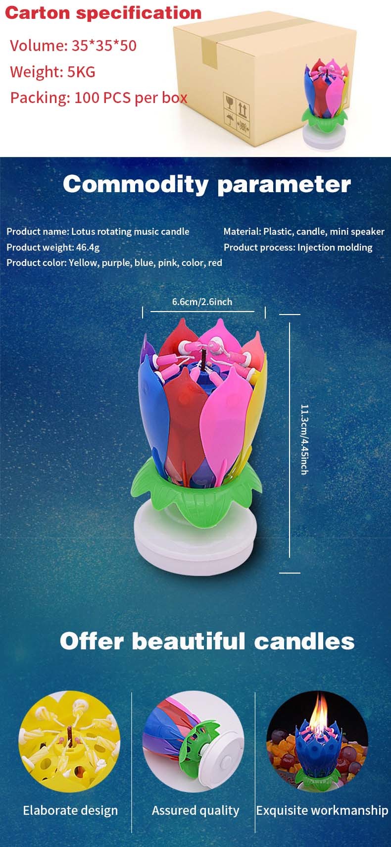Multi-Colored Flower Shaped Firework Birthday Cake Candles Spinning Musical Birthday Cake Candle