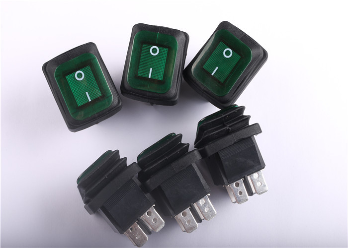 PDST Green Waterproof Rocker Switch Illuminated For Medical Facilities