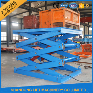 Anti Skid Checkered Plate Stainless Steel Scissor Lift , Fixed Cargo Stationary Hydraulic Lift Platform