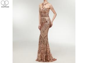 China Black Gold Mermaid Style Prom Dress Heart Shaped Bust Special Sequin Pattern wholesale