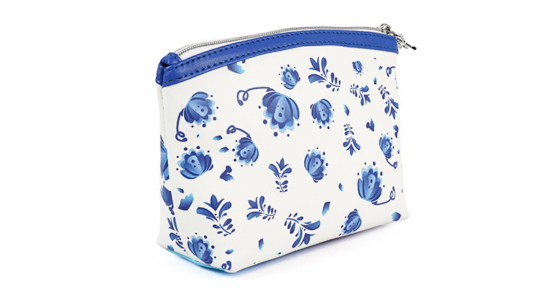 Zipper Closure PU Leather Cosmetic Purse Bag