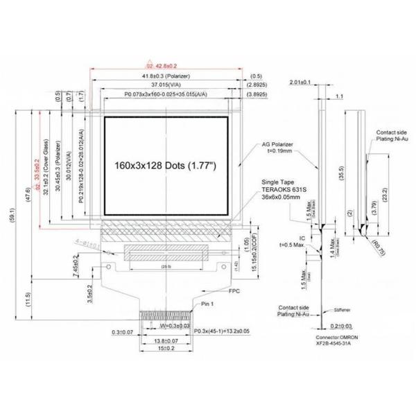 1.77-inch OLED display module pin definition diagram