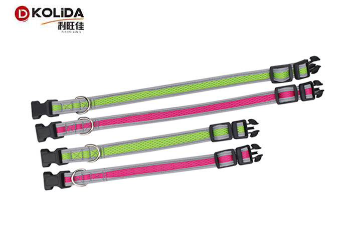 3M Stripe Reflective Dog Collars Duraflex Buckle For Doggie Walking