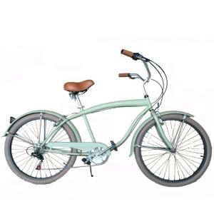 China Double V Brake 26&quot; 2.125 White Wall Tire Hi-Steel Frame Shimano 7 Speed OEM Customized Adult Men CE CPSC USA Market Beach Cruiser Bicycle wholesale