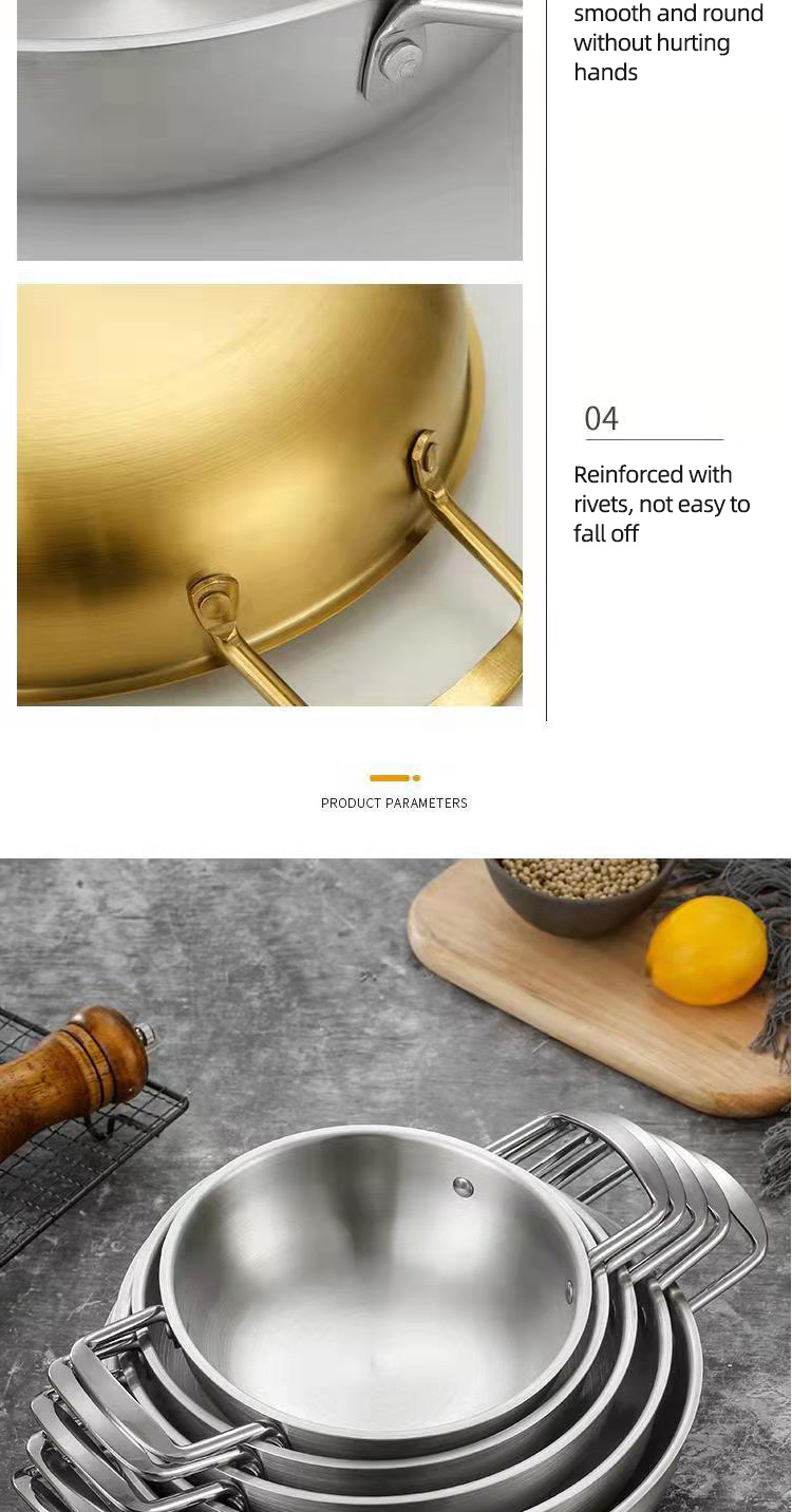 Hot Selling Korea Cooking Kitchen Cookware Induction Frying Pan Seafood Frying Pan Stainless Steel Paella Pans
