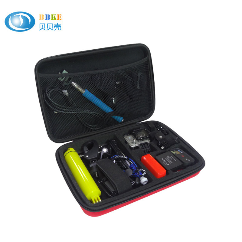 Waterproof Red EVA Tool Case / Camera Hard Case With Zipper , 320x220x70mm