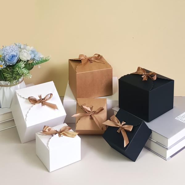 Quality Premium Square Gift Box Set with Gold Ribbon Bows for sale