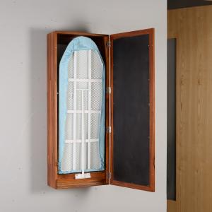 China 2 Hangers Teak Wood 15.5cm Depth Wall Mounted Ironing Cabinet wholesale