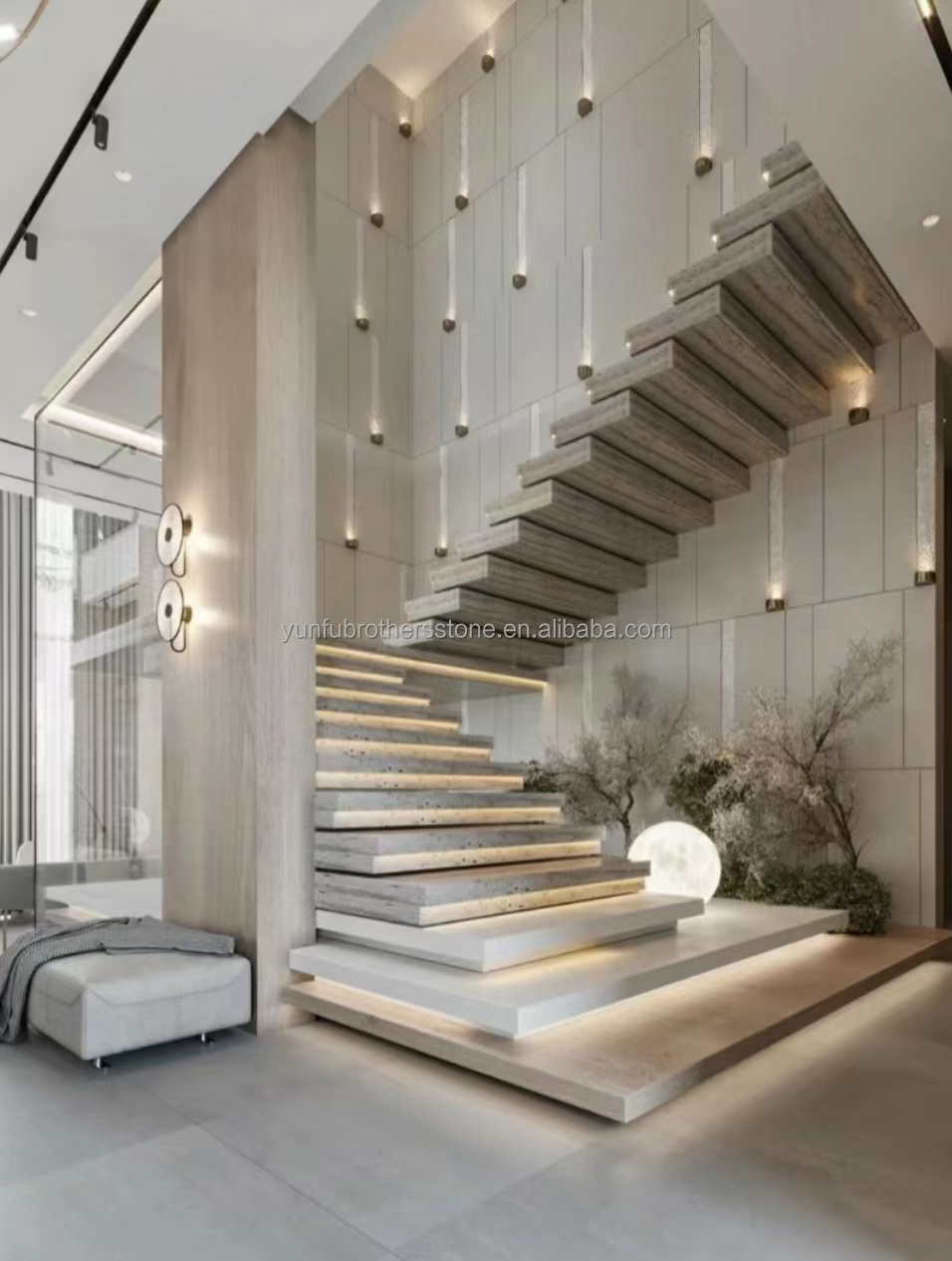 Customized Cut-to-Size Sintered Stone Stairs for Luxury Modern Design in Various Colors