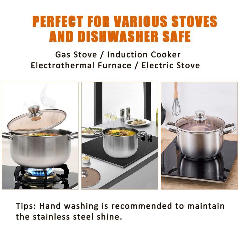 Direct Selling Restaurant Mirror Polished Cooking Soup Serving Pot Stainless Steel Stock Pot Cooking Pot