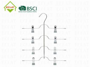 China Chrome 4 Tier Space Saving Trouser And Skirt Hangers With Clips wholesale