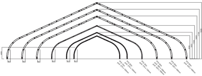 Ridge Height 11.3m Peach Shape Curved Event Tent PVC Lacquered