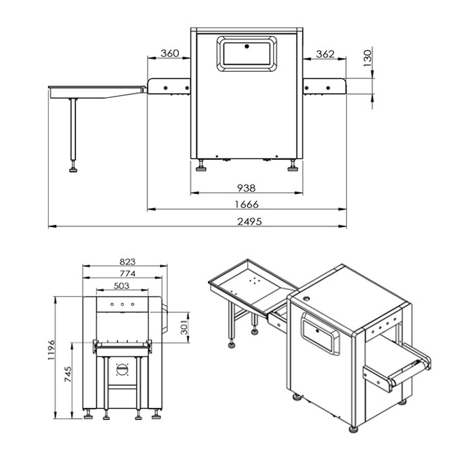 X Ray Baggage Scanner SX- 6040CPLUS Inspection System X Ray Luggage Scanner Machine For Airport Use
