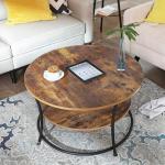 Minimalist Nordic Nesting Round Wood And Metal Coffee Table Mesa De Centro