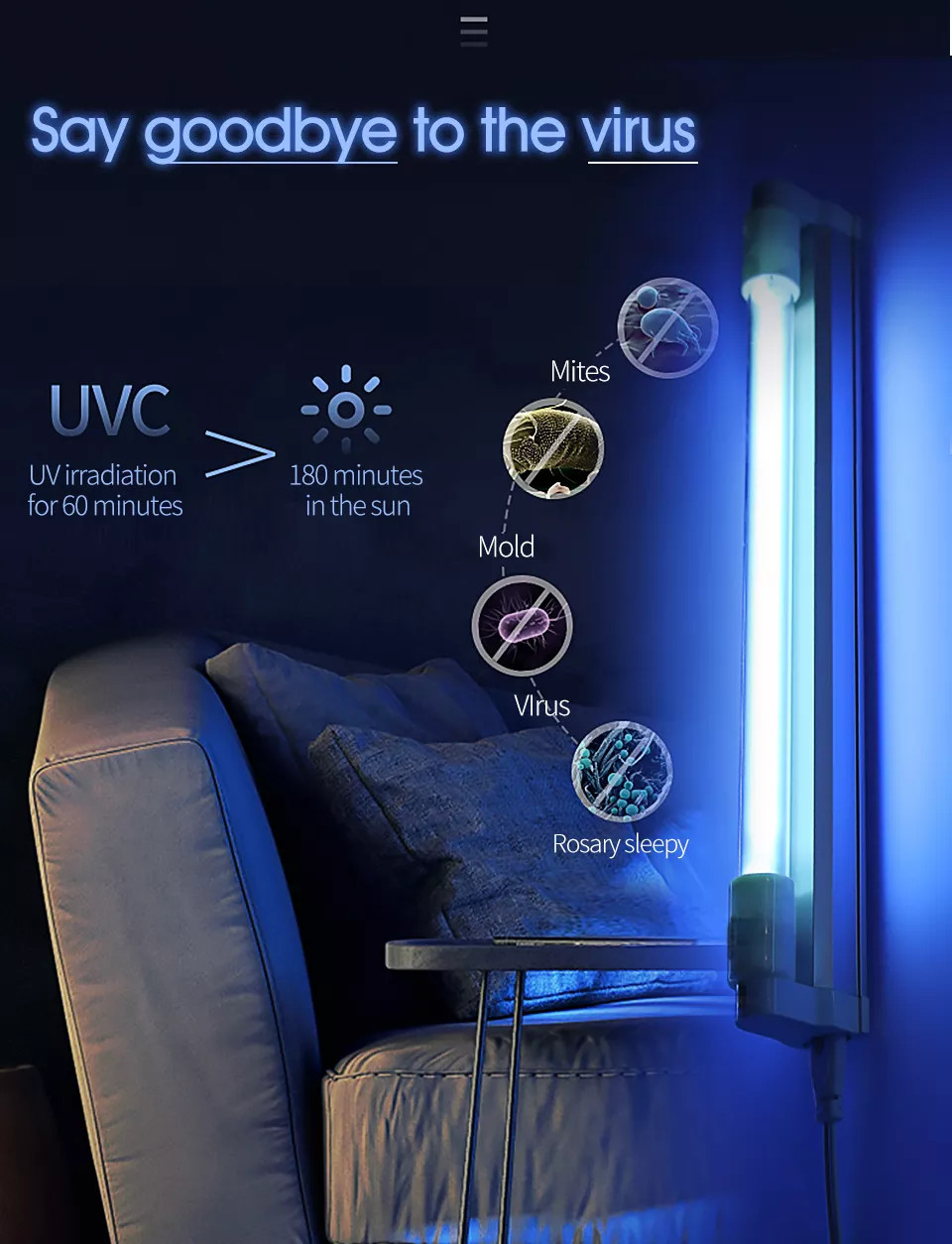 Amalgam UV lamp 28W 4 Pins UV Sterilization 550mm Tubes kill mite