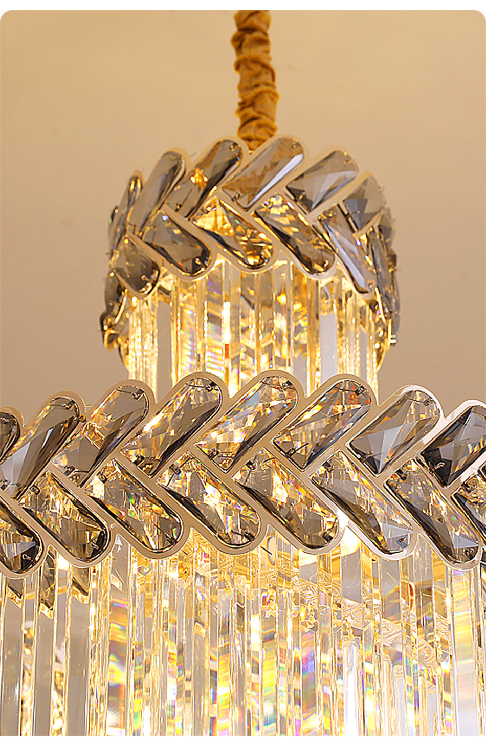 Hall Living Room Chandelier Smoky Gray Crystal Lamps art deco style gold chandelier(WH-NC-42)