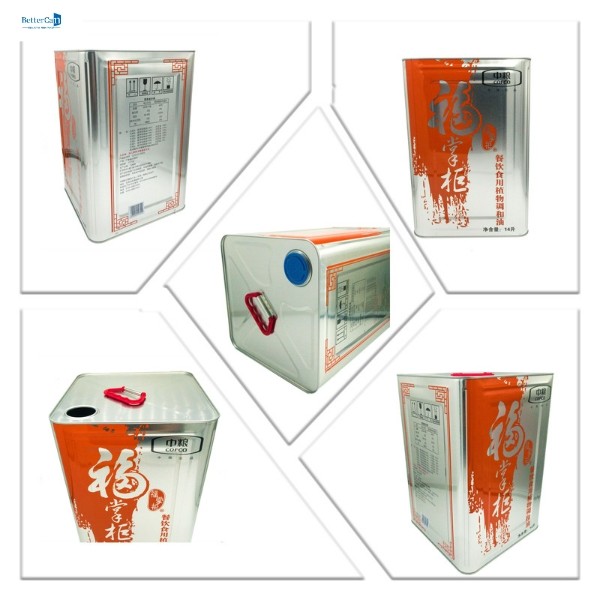 Empty Metal Edible Oil Tin 15L Olive Tin Container With Handle