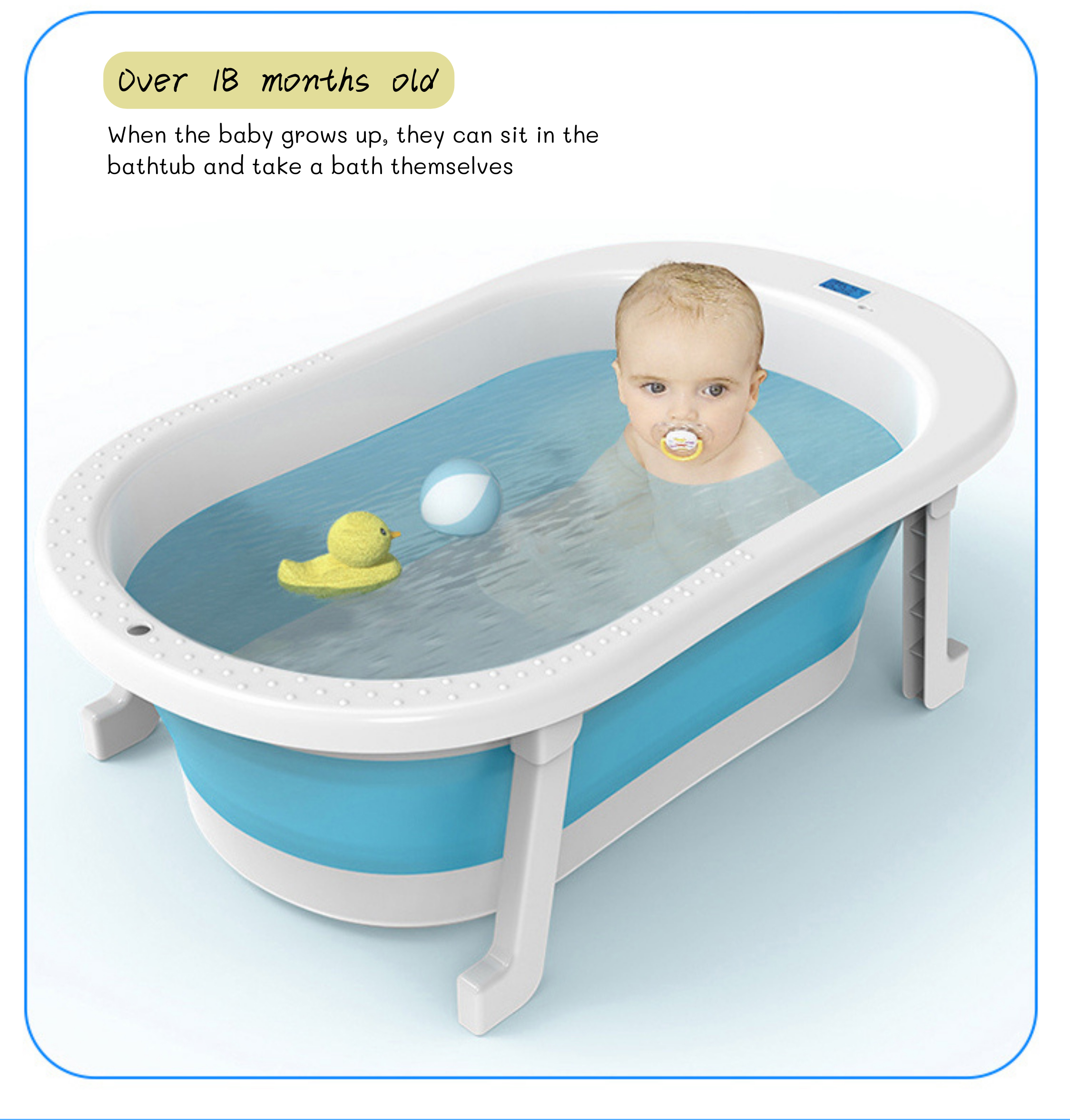 Household Kids Portable Fold Up Bath Tub With Thermometer And Shower