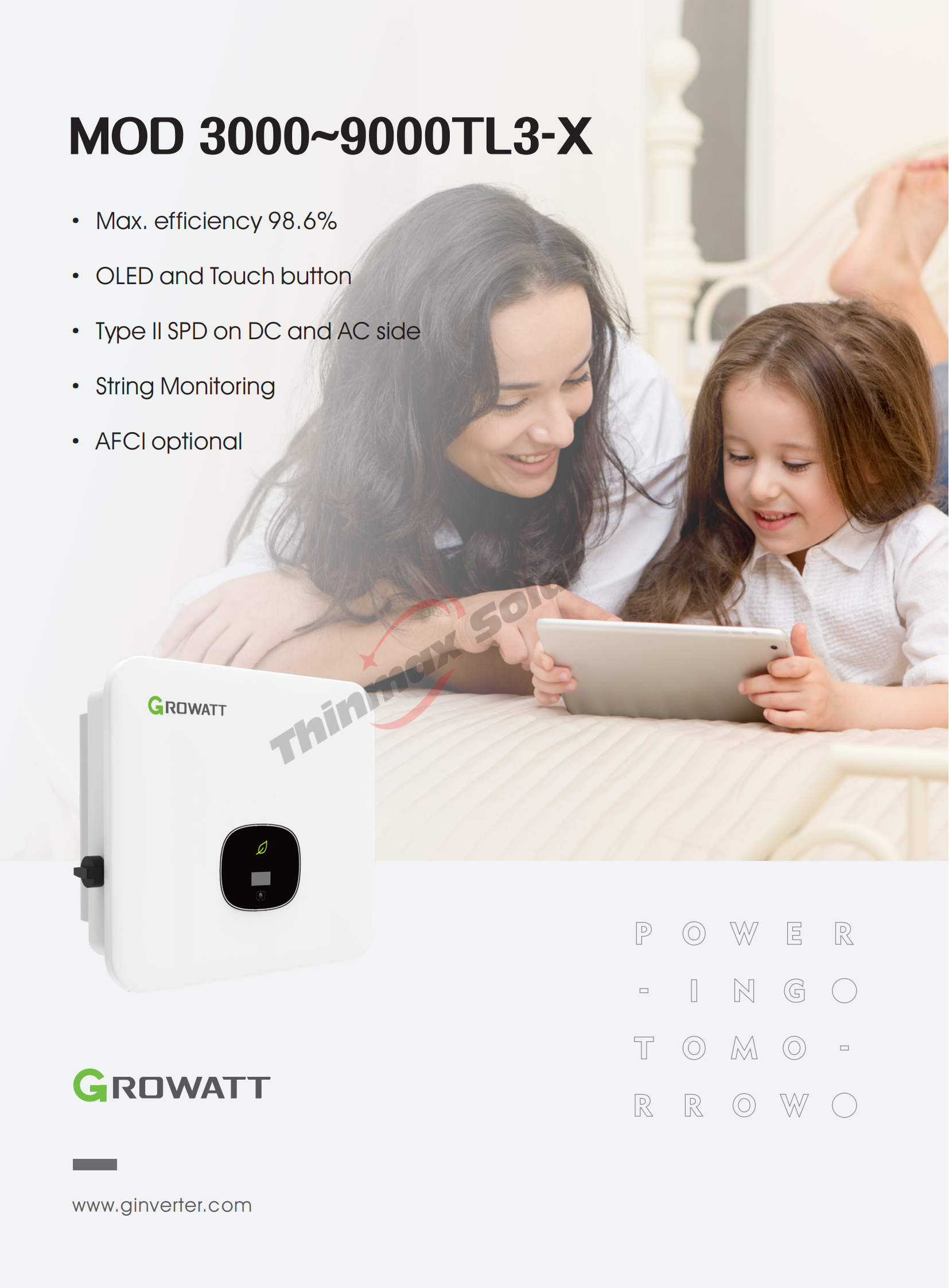 Growatt MOD 4000TL3-X Three Phase 3kw 4kw 5kw 6kw 7kw 8kw 9kw on Grid Solar Power Inverter Factory Price