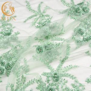 China Symmetrical Bridal Embroidered Lace Fabric / Lace Material For Wedding Dresses wholesale