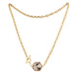 European Simple Fashion 14K Gold-Plated Pendant Chain Link Necklace