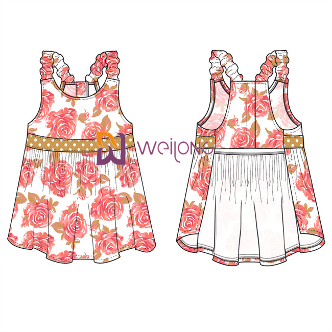 Digital Print Hawaii Rose Customized Strap Dog Dress For Pet