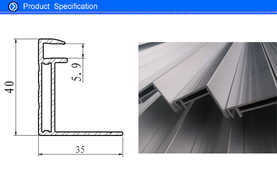 40mm*35mm Aluminum Extrusion Solar Panel Frame Profile with Silver Anodizing Treatment
