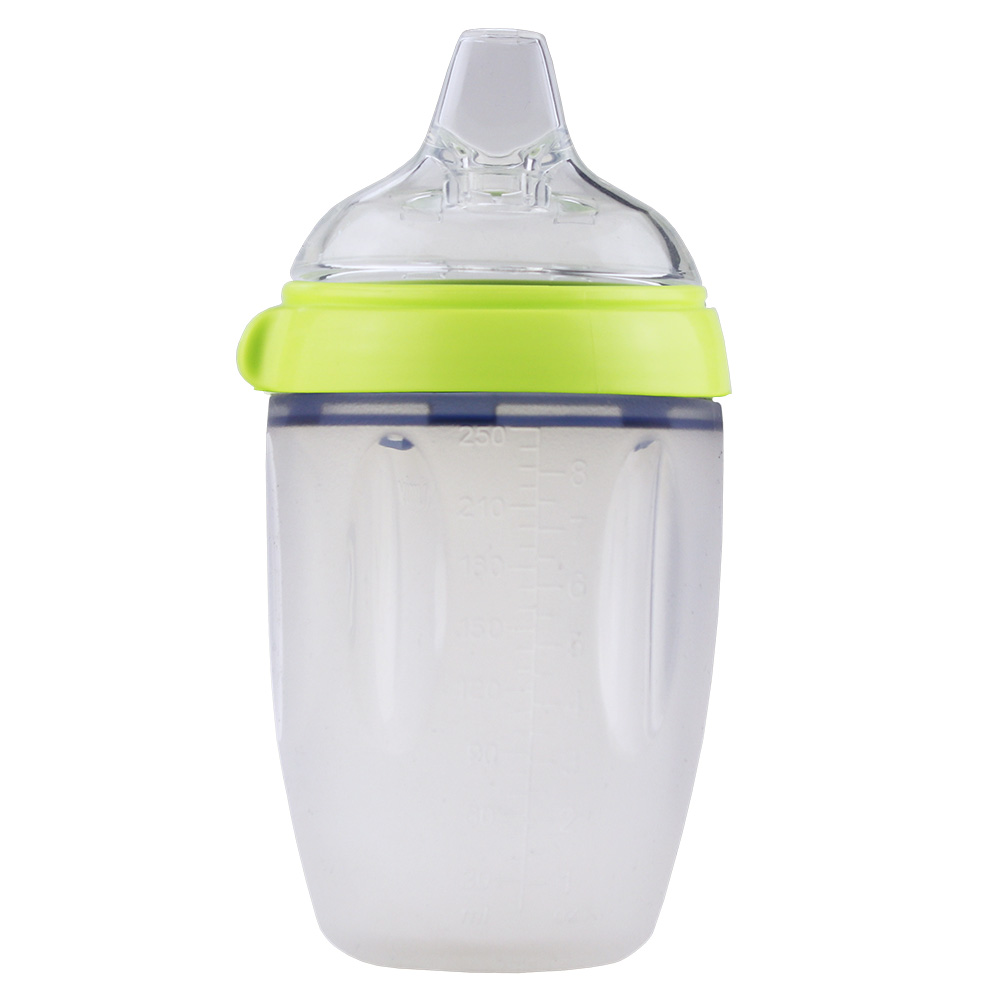 Slow Flow Baby Feeding Bottle Nitrosamine Free 10oz Silicone Sipper Bottle