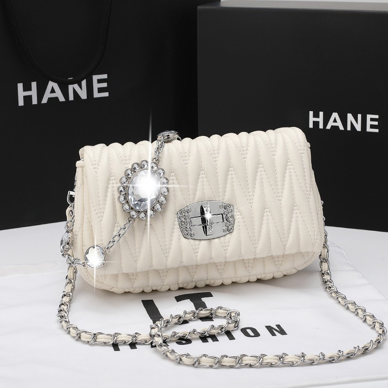 OEM/ODM Fashion Shoulder Bag Mini Crossbody Bag Chain Diamond Female Handbags Sheepskin Casual Ladies Bags