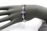925 Silver Jewellery Quatrefoil Amethyst Cubic Zircon Tennis Bracelet (B04PURPLE