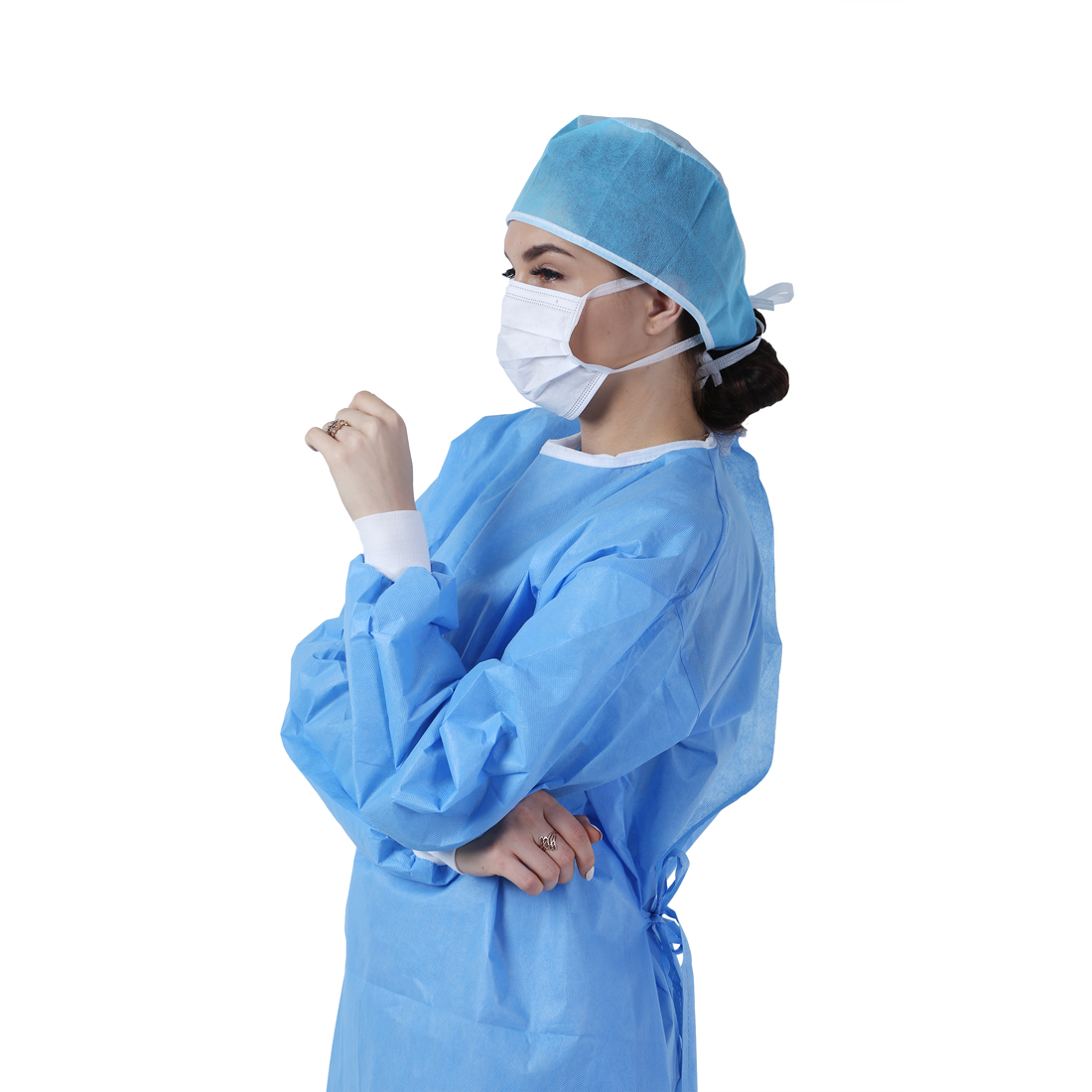Pp Disposable Surgical Gown Blue Disposable Coveralls Breathable Fluid Resistant