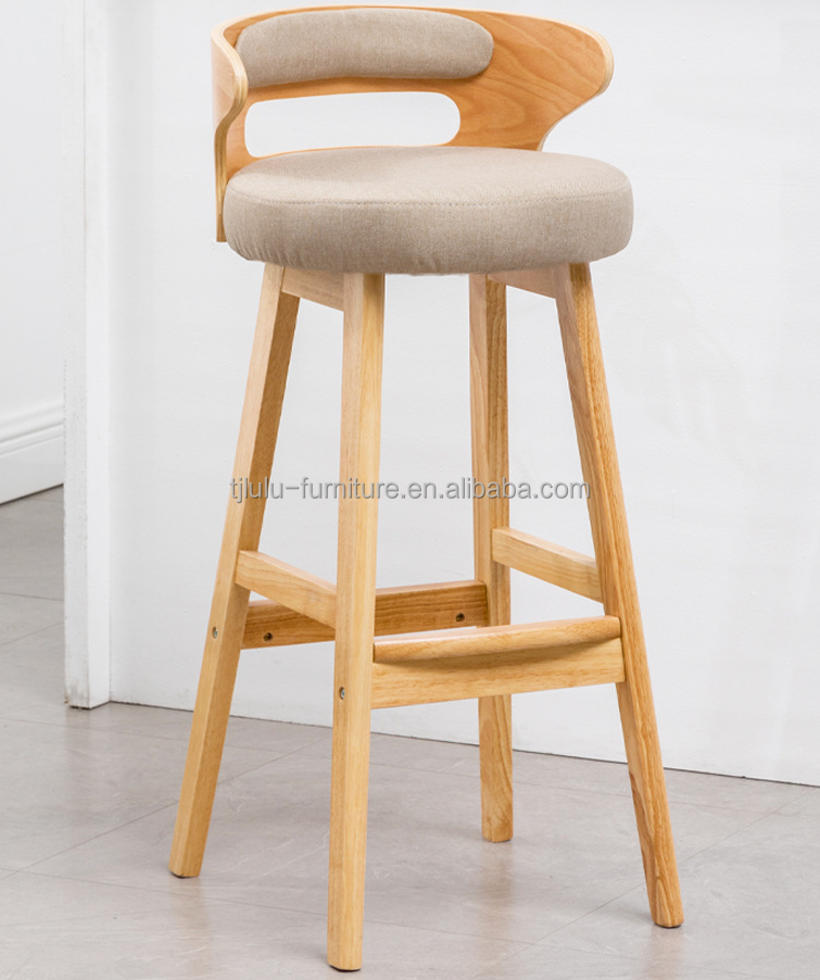 Nordic Modern Simple Wood Bar High Chair Natural Solid Wood Stool within Leisure Facilities and High Stool