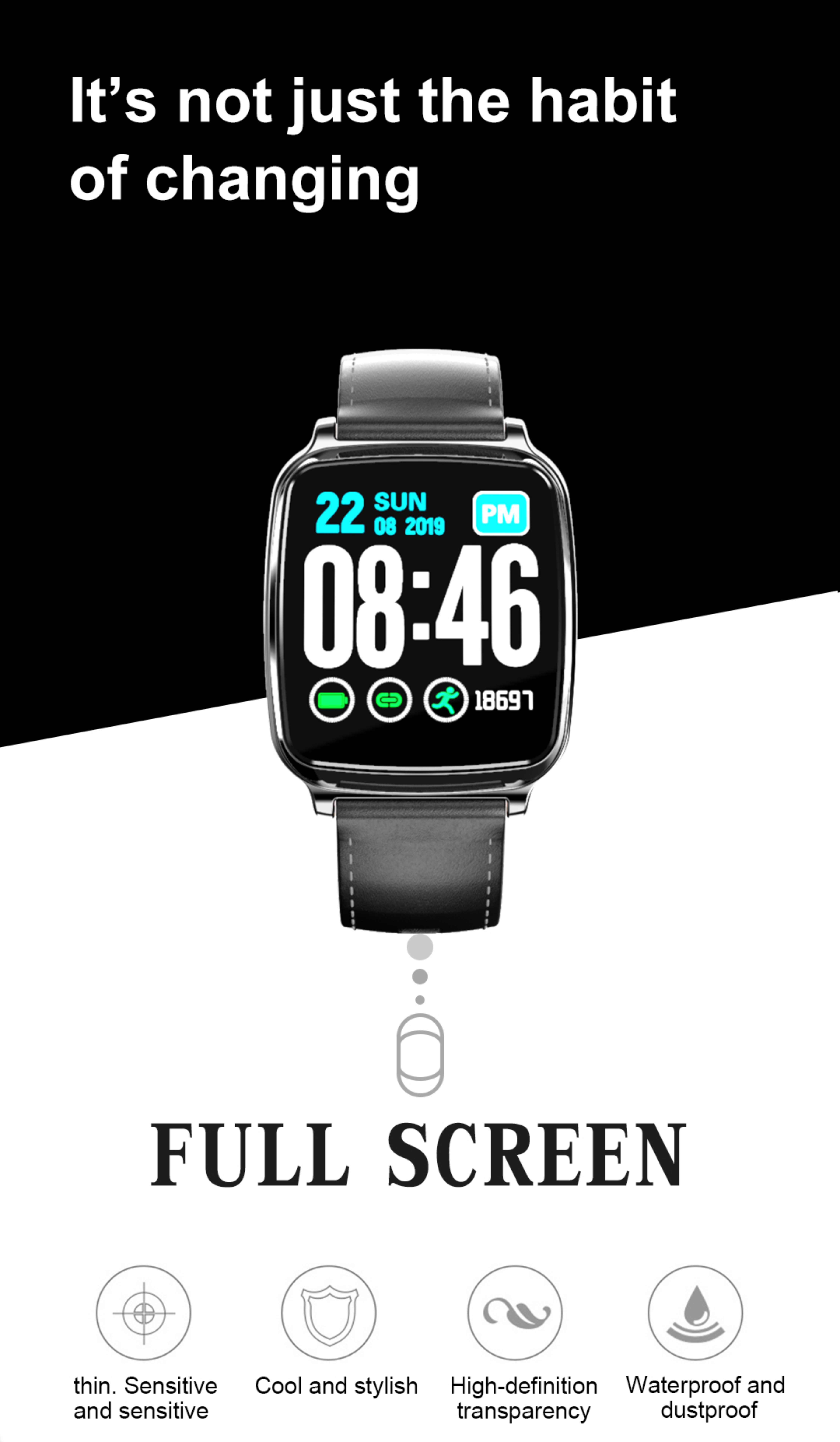 M10 Square Shape Smartwatch Waterproof Blood Oxygen Ip67 Customized