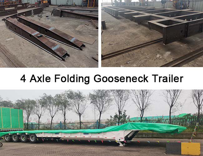 TITAN 4 Axle 100 Tons Folding Gooseneck Trailer for Sale Folding Neck Lowboy for Sale