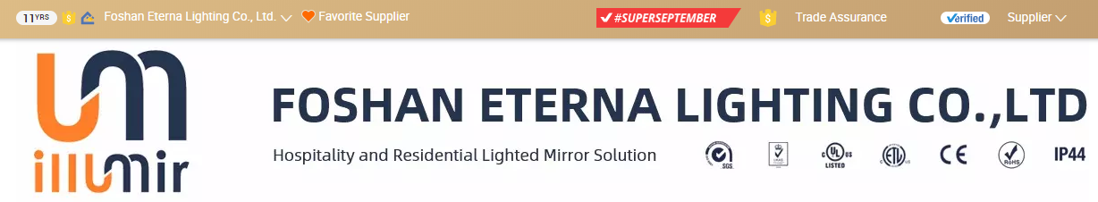 Wall Mounted Heating Pad LED Mirror with 5mm Polished Silver and Optional Light Color