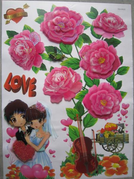 PVC / Vinyl / Paper 3301 50 * 70cm Vinyl 3d Wall Decoration Stickers for Wedding