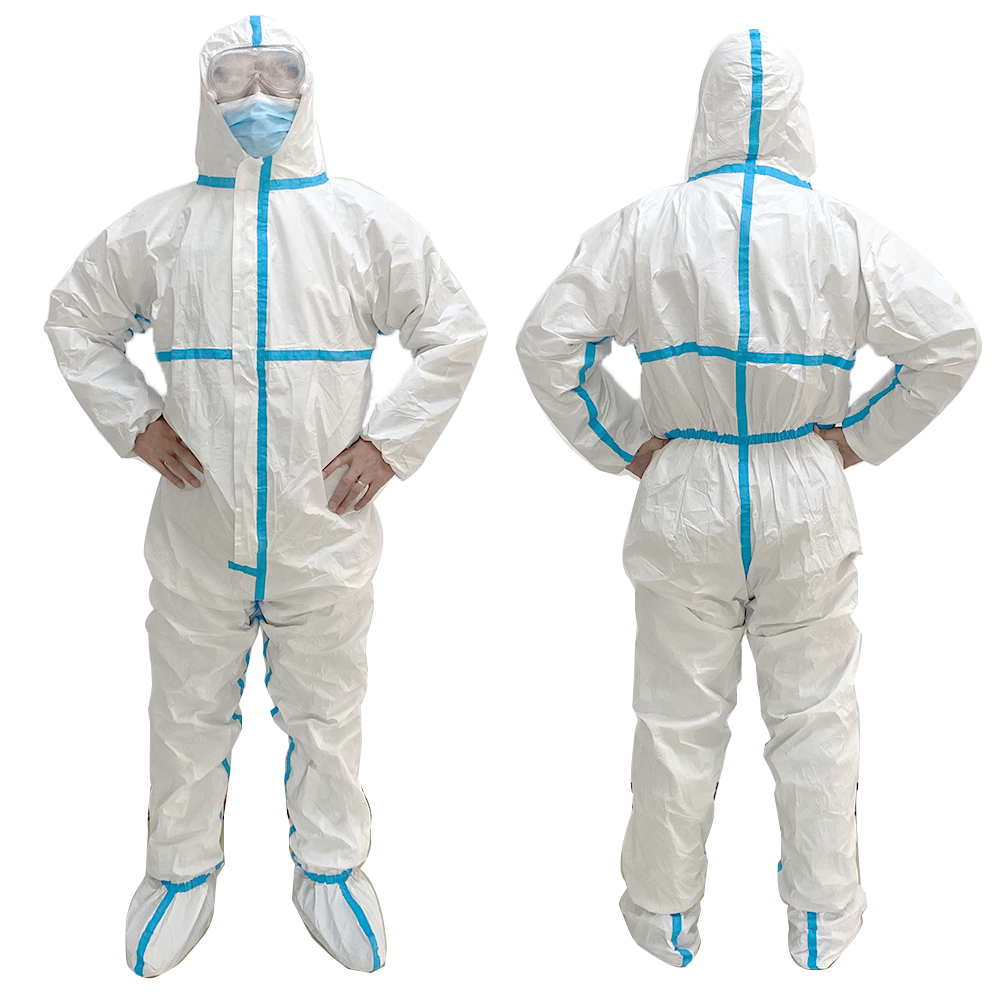 En14126 Microporous SF Overall Protective Clothing PP PE Laminated Full Body Gown