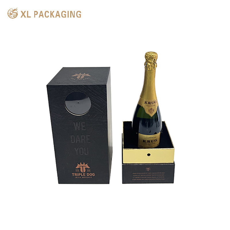 Empty Whisky Champagne Gift Box Custom Wine Bottle Gift Box With Lid And Base