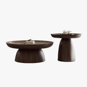 China Veneer Walnut Coffee Table Natural Wood Round Coffee Table wholesale