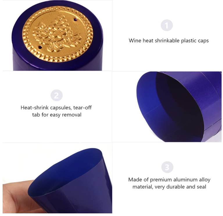Aluminium Plastic Wine Bottle Heat Shrink Capsules With Blue Color And Custom Logo