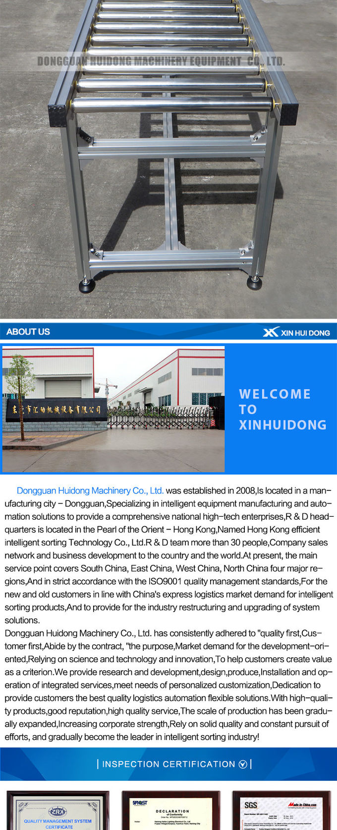 Customized Size Gravity Roller Conveyor Systems , Warehouse Conveyor Systems