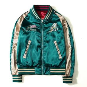 China Embroidered Reversible Bomber Jacket Satin Baseball College For Men wholesale