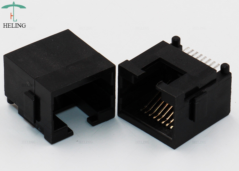 Customized Through Hole Low Profile RJ45 , Tab Up Female Lan SMT Connector