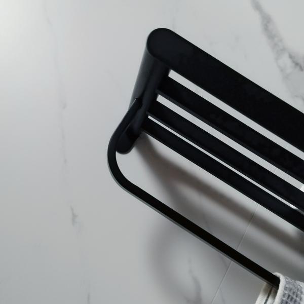 Black Bathroom Towel Rack With Two Towel Bars Wall Mount Holder