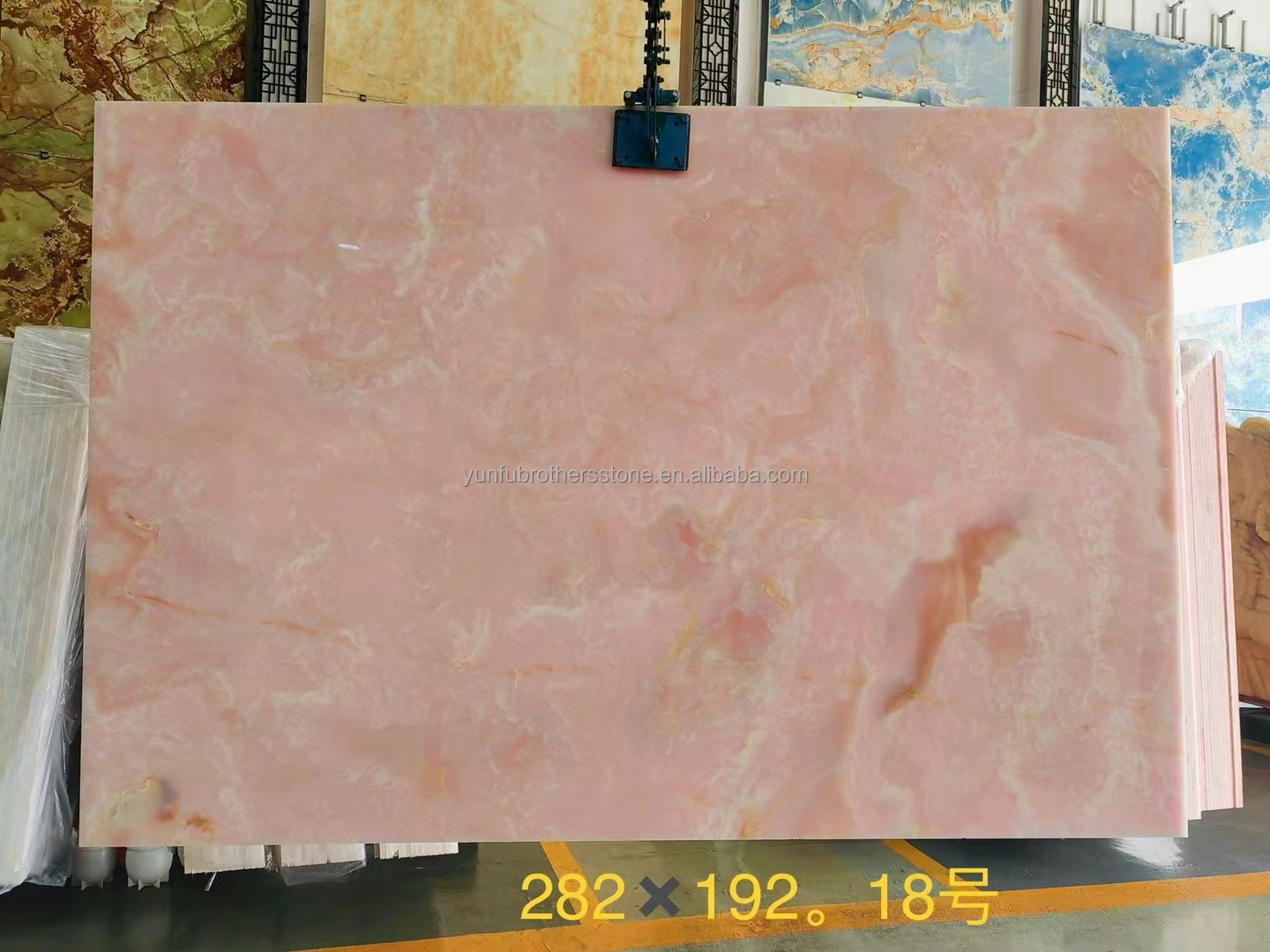 Modern Translucent Crystal Pink Onyx Slab Stone Lamps for Backlit Wall Background Panel