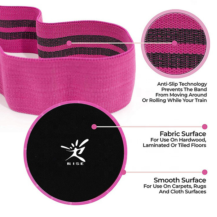 Custom Booty Resistance Workout Hip Bands Set with Training Fitness Core Sliders