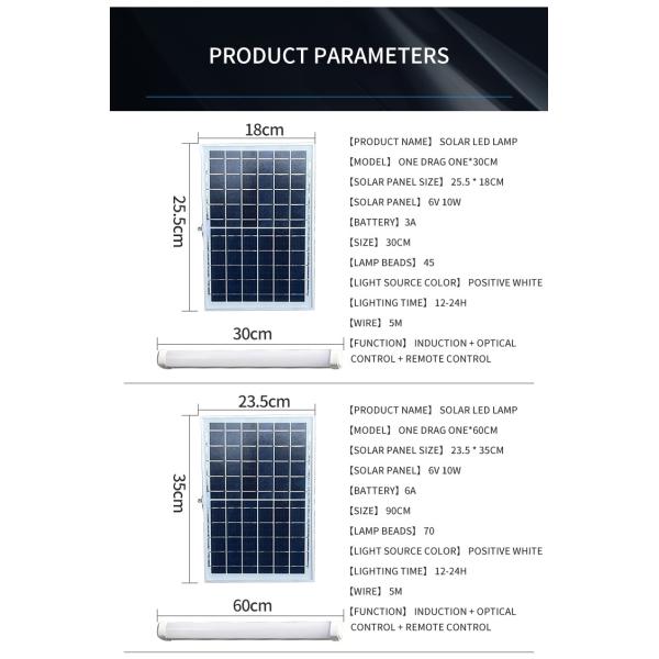 Human Body Induction 60cm Solar LED Tube Light 10w 6v Panel Outdoor