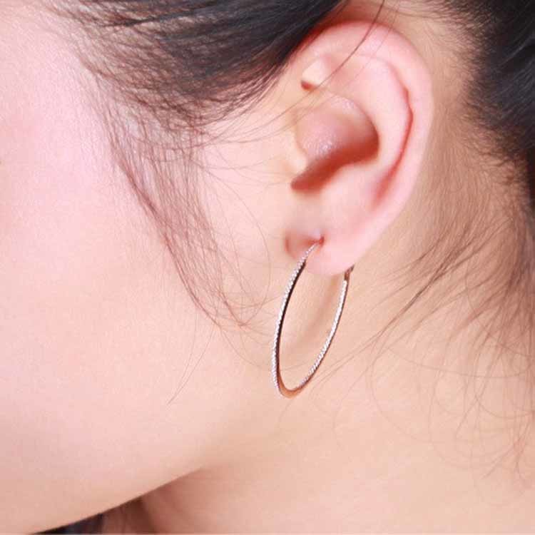 Hot Sale 18K Rose Gold Pave Diamonds Hoop Earring for women Gift (GDE015)