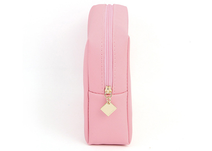 Pink Zippered Cosmetic Bag , Custom Print Small Pink Beautiful Makeup Bags